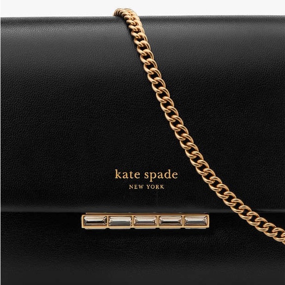 ♠️kate spade Grace Embellished Lock Clutch, Black NWT - Picture 3 of 10